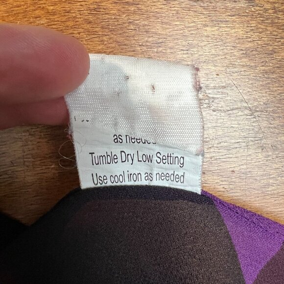 Draped Blouse Top Womens Large‎ Purple Black Sheer Geometric Statement Sleeve 14 - Picture 16 of 16